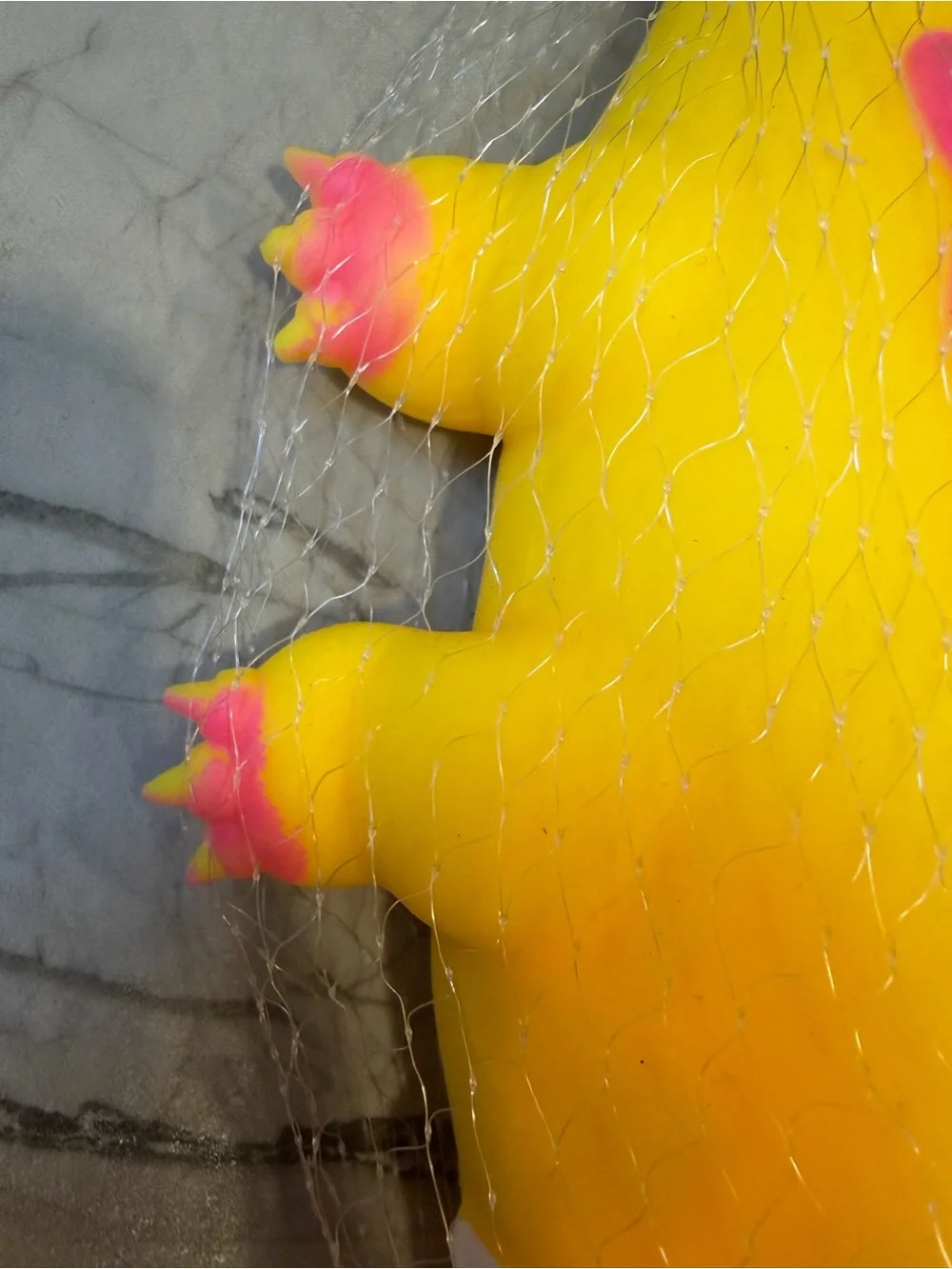 Yellow & Pink Small Pet Chew Toy - Soft Vinyl Squeaky Alligator